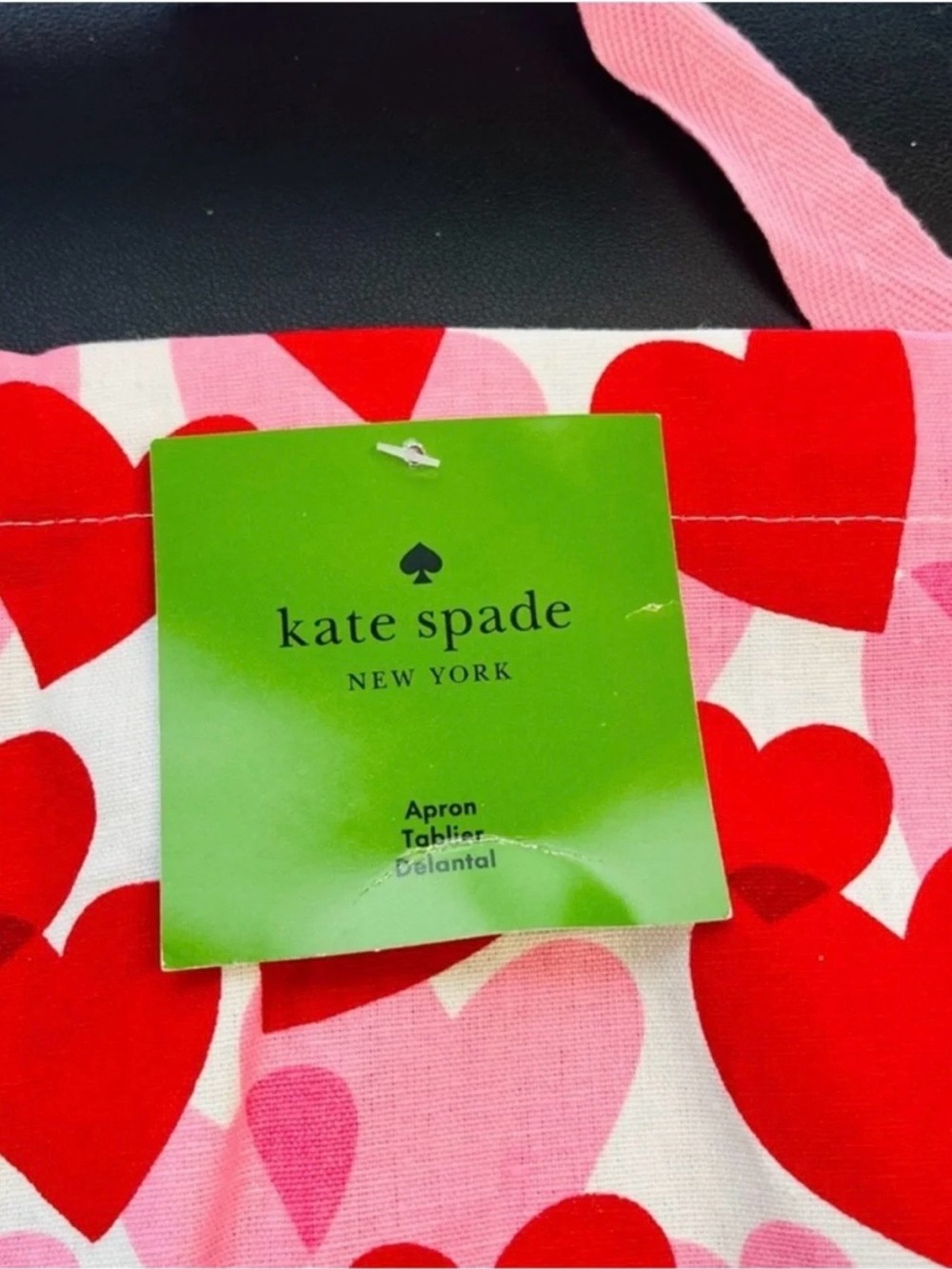 Apron Kate Spade Pink and Red Heart Print - Picture 3 of 5